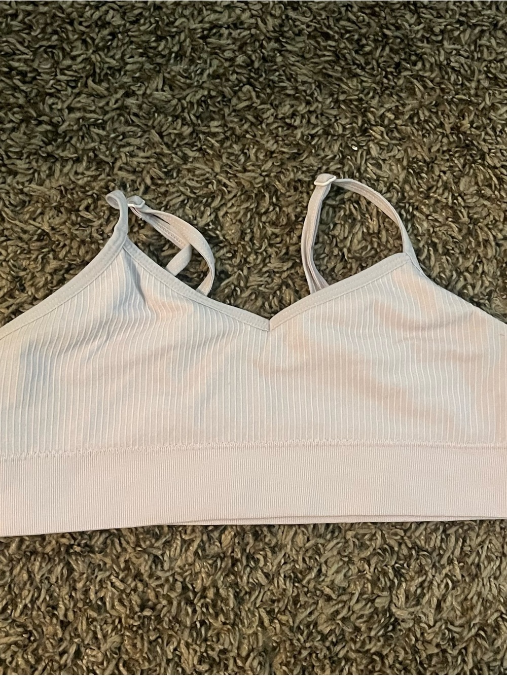 Light Pink Ribbed Bralette with Adjustable Straps